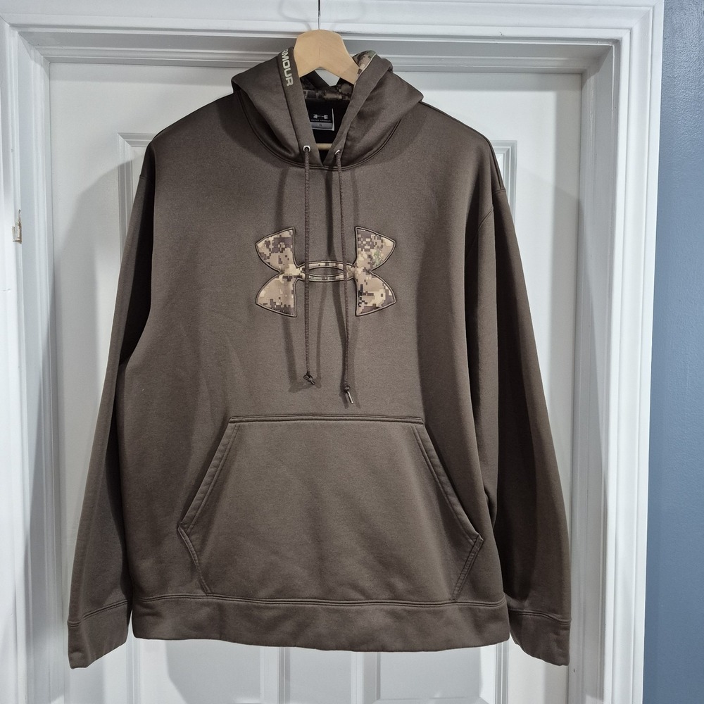 Under Armour Hoodie Mens XL Brown Digital Camo Military Tactical Performance